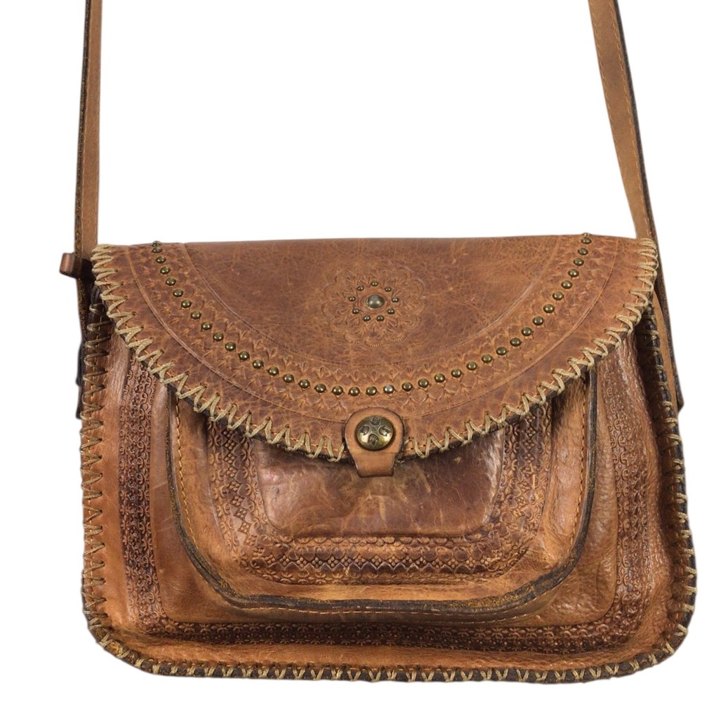 Patricia Nash Beaumont Brown Leather Women's Bag Flap Over Tassel Missing